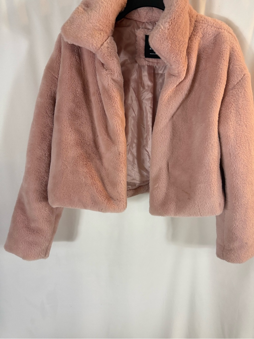 Cotton On Dusty Pink Faux Fur Cropped Teddy Jacket size:4 - Picture 5 of 13